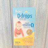  Baby Ddrops Vitamin D3 Cho Trẻ Sơ Sinh 60 Giọt 