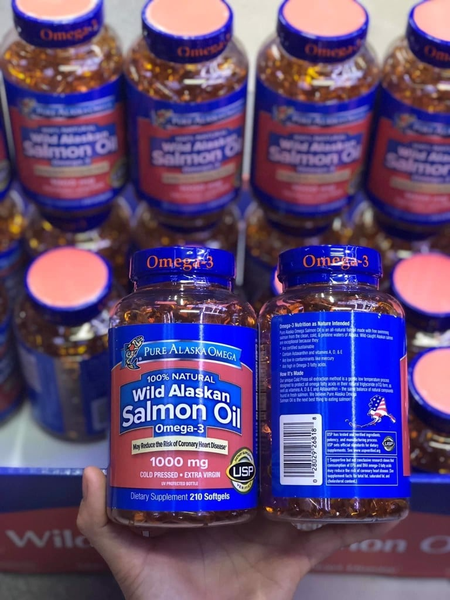  Thực phẩm chức năng Viên dầu cá hồi Pure Alaska Omega-3 Wild Salmon Oil 1000mg của Mỹ 