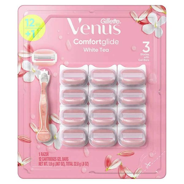  Set 1 Cây Và 12 Lưỡi Dao Cạo Nữ Venus Comfortglide Wite Tea 