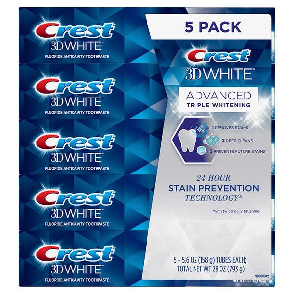  Kem Đánh Răng Crest 3D White Pack 5 Của Tập Đoàn P&G 