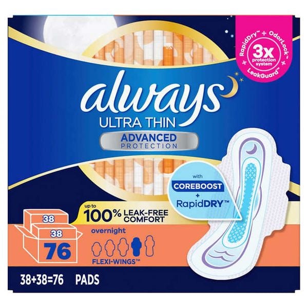  Băng Vệ Sinh Siêu Mỏng Ban Đêm Always Ultra Thin Advance Protection 76 Miếng (Costco) 