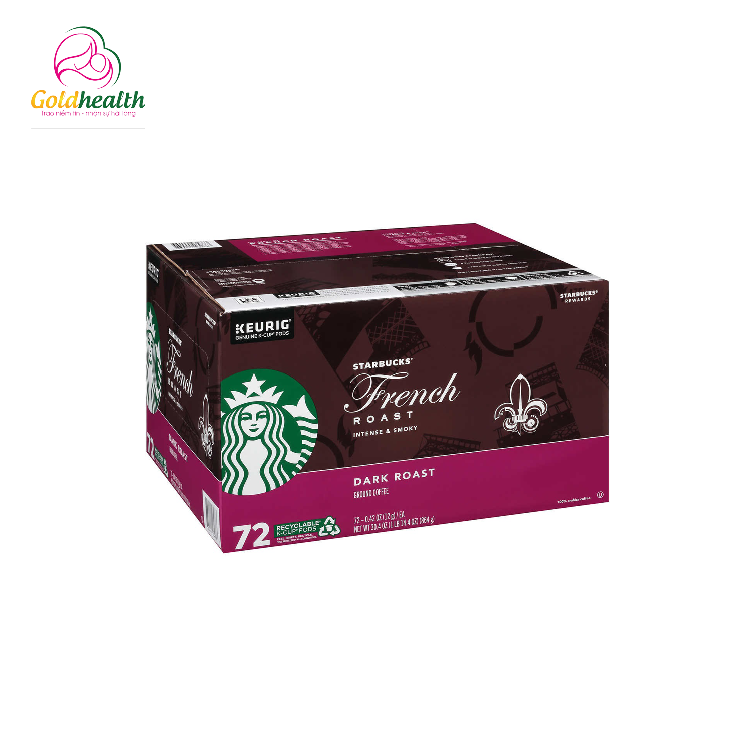  CÀ PHÊ RANG VỪA CỐC STARBUCKS Roast K-Cup -72 Cups 