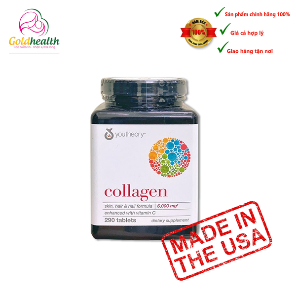  Collagen Youtheory Type 1 2 & 3 Mỹ - 290 viên - Chống Lão Hóa Da 