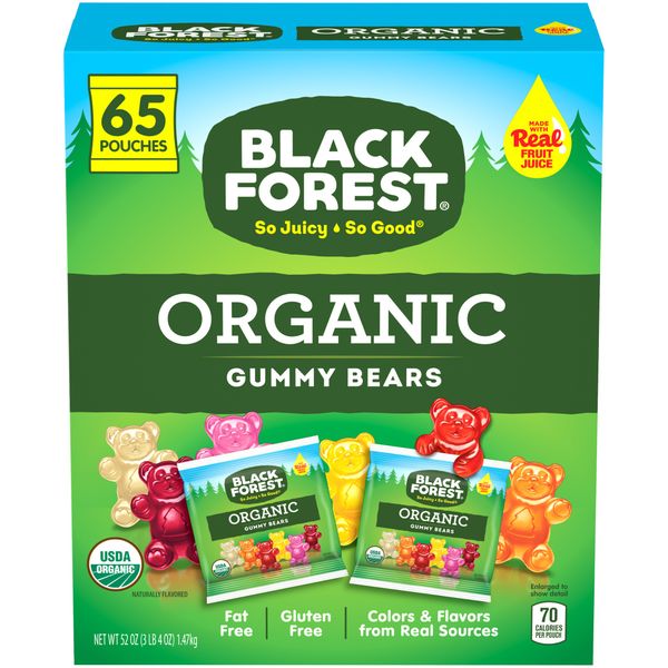  Kẹo Dẻo Gấu Hữu Cơ Black Forest Gummy Bears Organic Hộp 65 gói nhỏ (1.47kg)_Mỹ 