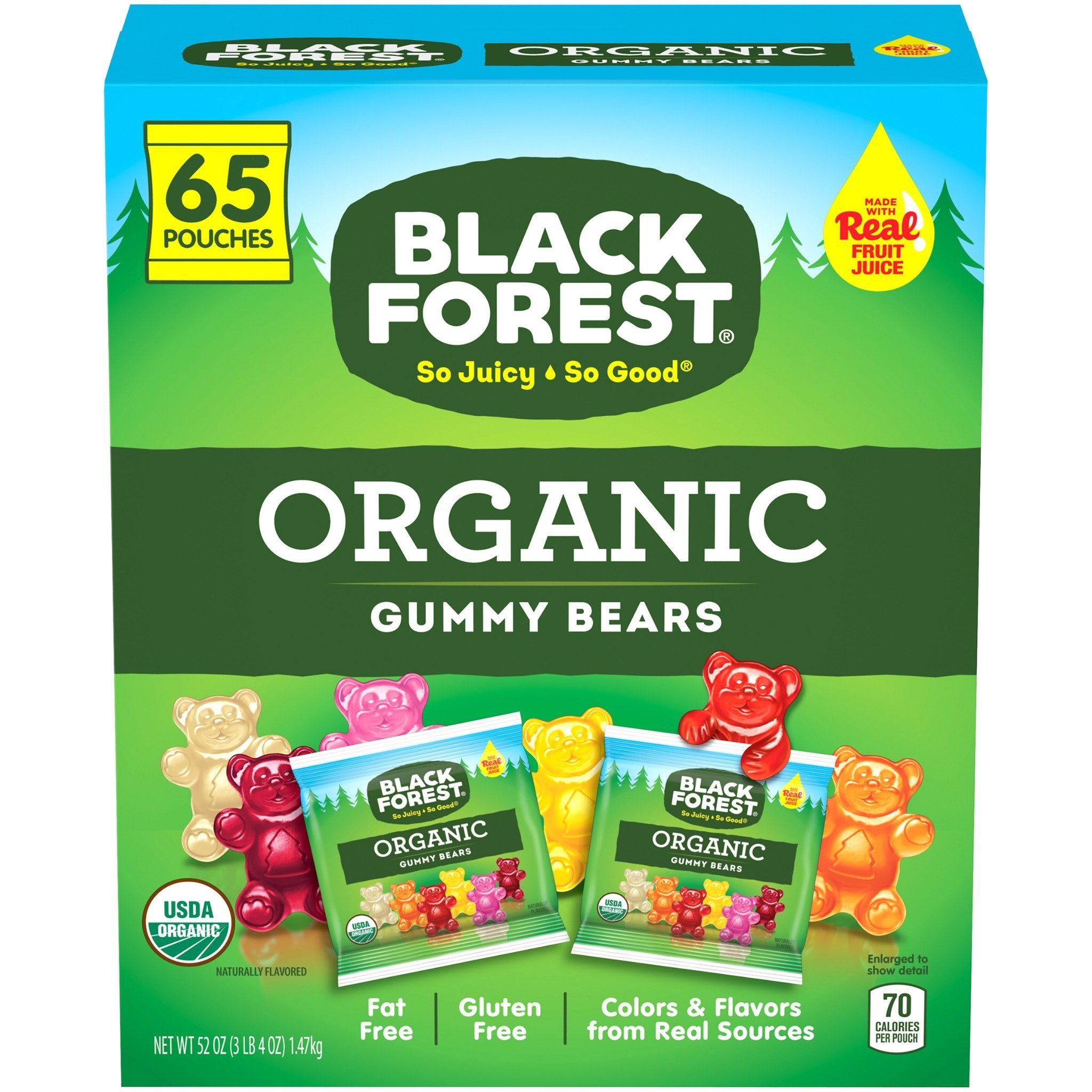  Kẹo Dẻo Gấu Hữu Cơ Black Forest Gummy Bears Organic Hộp 65 gói nhỏ (1.47kg)_Mỹ 