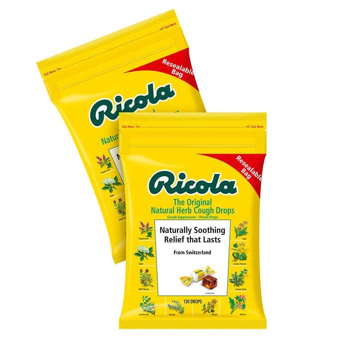  Set 2 Gói Kẹo Ngậm Ho Thảo Mộc Không Đường Ricola Hương Tự Nhiên 130 Viên/Gói_Mỹ 