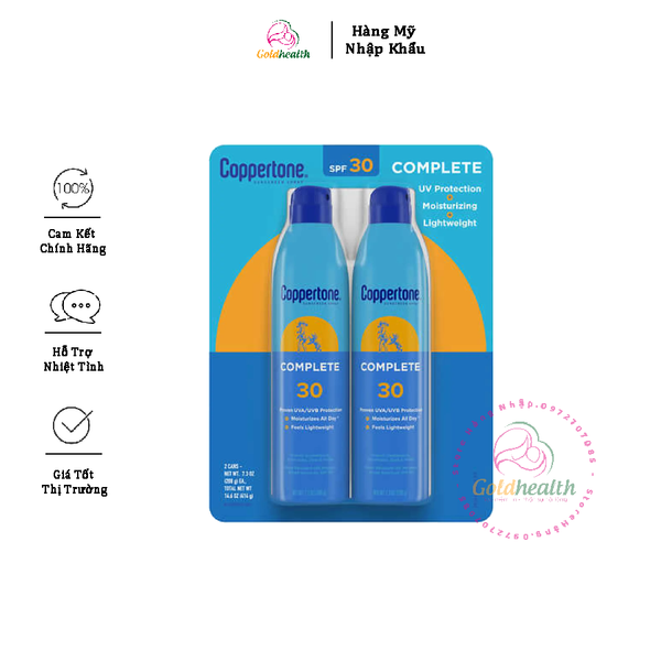  Set chống nắng XỊT CHỐNG NẮNG COPPERTONE COMPLETE SUNSCREEN SPRAY SPF 30 