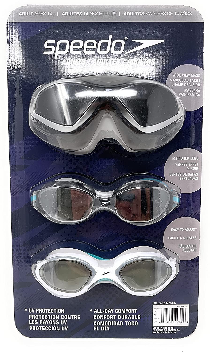  Set 3 Kính Bơi Người Lớn Speedo Adult Goggles Từ 14 Tuổi Chống Tia Cực Tím 