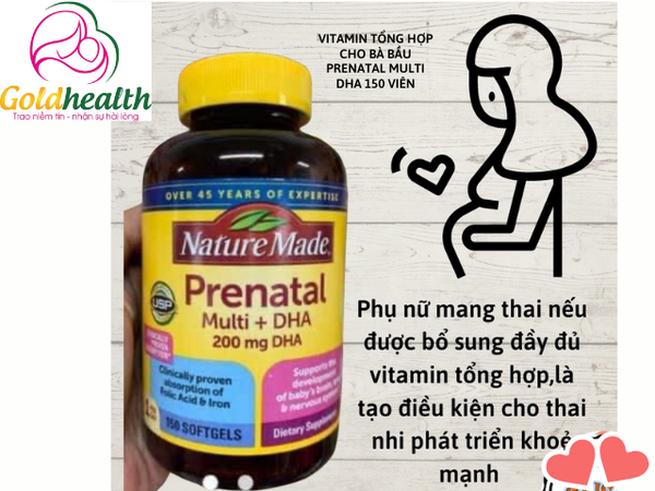  Vitamin Tổng Hợp Cho Bà Bầu Prenatal Multi DHA 150 viên_Mỹ 