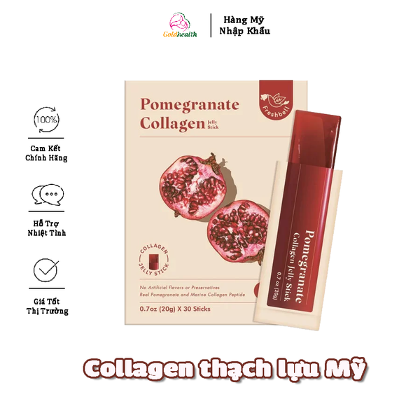  Thạch lựu Pomegranate Collagen Jelly Stick 30 x 20g của Mỹ 