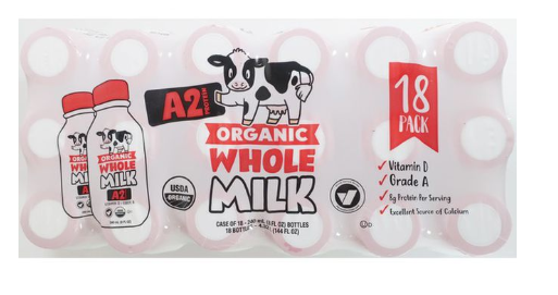  Sữa Tươi Nước A2 Organic Whole Milk Thùng 18 Chai 240ml_Mỹ 