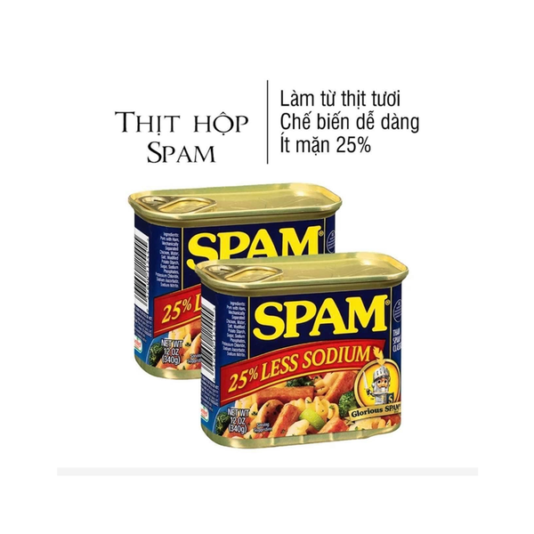  Thịt đóng hộp Spam 25% Less Sodium (340g) 