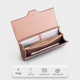  Ví Yuumy ( Thời trang nữ dáng dài phối màu - Ví da Seasand YV65HD ) Màu hồng đất 