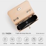  Túi Yuumy ( Thời trang nữ phối khóa xoay size 22 - Túi đeo chéo da Smooth YN254K ) - Kem 