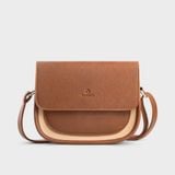  Túi Yuumy ( Thời trang nữ phối nắp gập size 21 - Túi đeo chéo da Bergen YN273K ) - Kem 