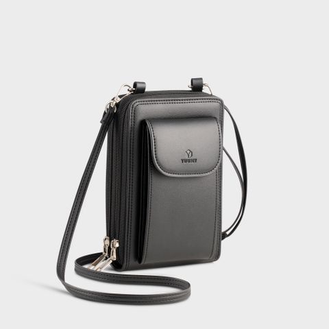 Túi đeo chéo da nữ mini phối ngăn nắp gập Yuumy Seasand YN245D màu đen