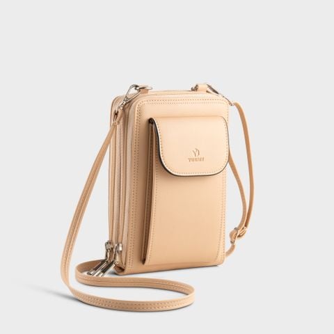 Túi đeo chéo da nữ mini phối ngăn nắp gập Yuumy Seasand YN245K màu kem