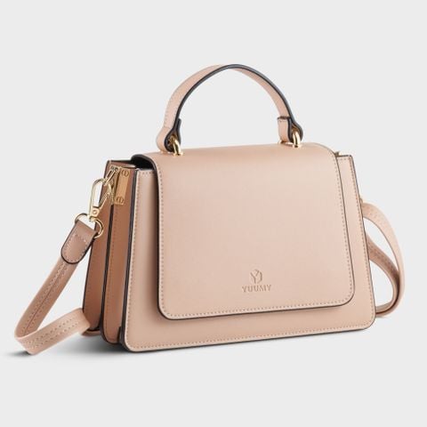 Túi đeo chéo da nữ nắp gập phối quai xách Yuumy Seasand YN128K Màu kem