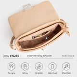  Túi Yuumy ( Thời trang nữ chần chỉ ô vuông cá tính size 24 - Túi đeo vai da Seasand YN255K ) - Kem 