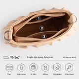  Túi Yuumy ( Thời trang nữ xếp ly sành điệu - Túi đeo chéo da Seasand YN267HA ) - Hồng dâu 