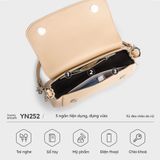  Túi Yuumy ( Thời trang nữ phối nắp gập size 25 - Túi đeo chéo da Smooth YN252K ) - Kem 