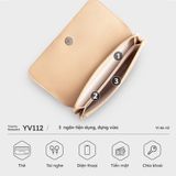  Ví Yuumy ( Thời trang nữ dáng ngang kèm dây đeo chéo - Ví da Seasand YV112K ) - Kem 