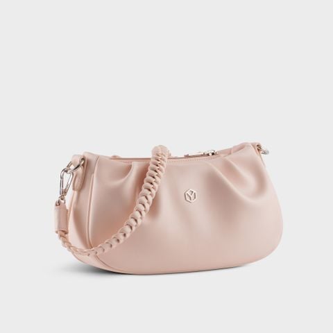 Túi đeo vai da nữ kiểu gấp, nhún bánh bèo Yuumy Seasand YN253HA màu hồng dâu