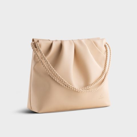 Túi xách da nữ thiết kế nếp nhăn sáng tạo Yuumy Seasand YTX58K màu kem