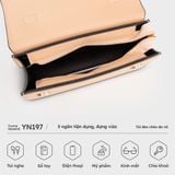  Túi Yuumy ( Thời trang nữ nắp gập dáng vuông size 22 - Túi đeo chéo da Seasand YN197K ) - Kem 
