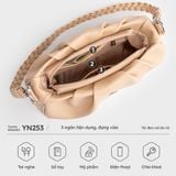  Túi Yuumy ( Thời trang nữ thiết kế kiểu nhún - Túi đeo vai da Seasand YN253K ) - Kem 