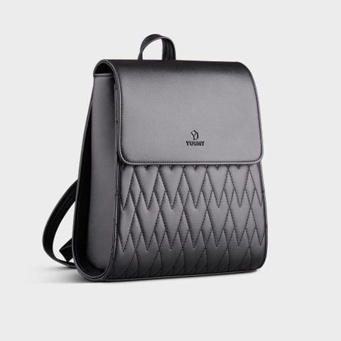Balo da nữ cỡ trung may chỉ trang trí Yuumy Seasand YBA72D Màu đen
