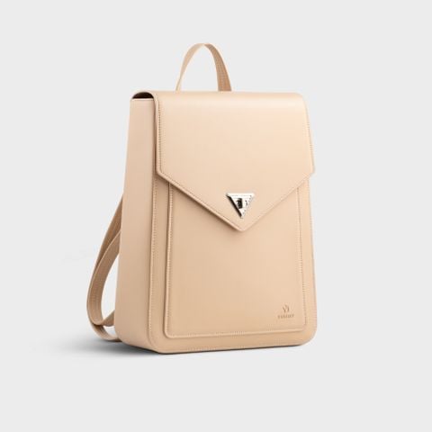 Balo da nữ nắp gập viền thoi basic Yuumy Smooth YBA98K màu kem