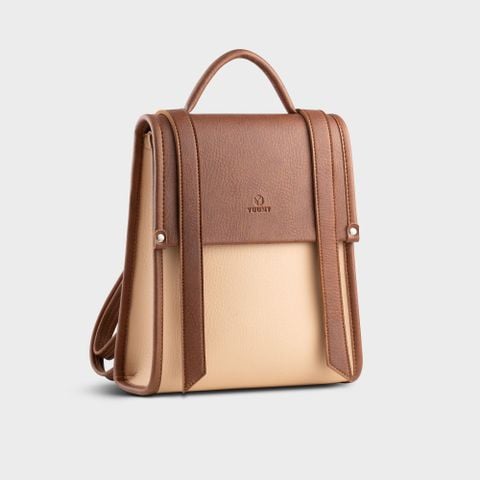 Balo da nữ phối màu thời trang Yuumy Bergen YBA107K màu kem