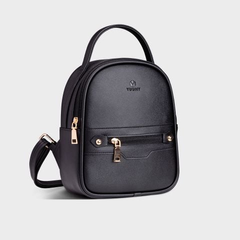  Balo Yuumy ( Thời trang nữ mini phối khóa - Balo da  YBA25D ) màu đen 