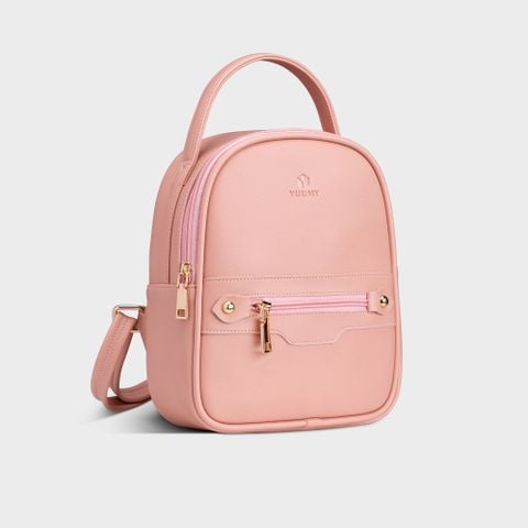  Balo Yuumy ( Thời trang nữ mini phối khóa - Balo da YBA25HP ) Hồng phấn 