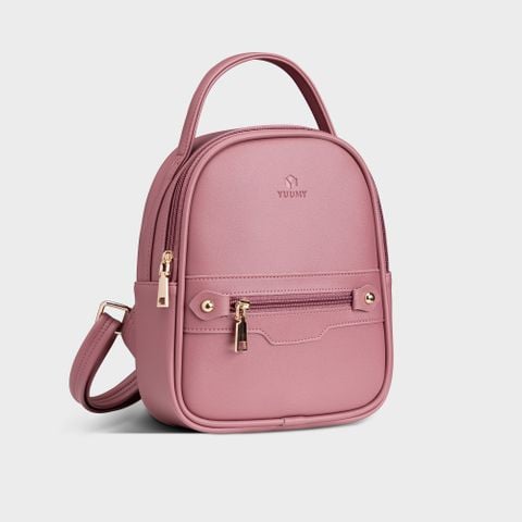  Balo Yuumy ( Thời trang nữ mini phối khóa - Balo da YBA25HR ) màu hồng ruốc 