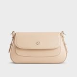  Túi Yuumy ( Thời trang nữ phối nắp gập size 25 - Túi đeo chéo da Smooth YN252K ) - Kem 