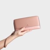  Ví Yuumy (  Thời trang nữ kiểu cầm tay dáng dài - Ví da Seasand  YV64HD ) Hồng đất 