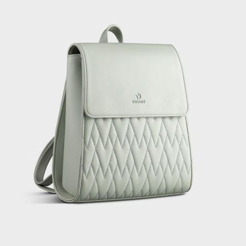 Balo da nữ cỡ trung may chỉ trang trí Yuumy Seasand YBA72XN Màu xanh ngọc