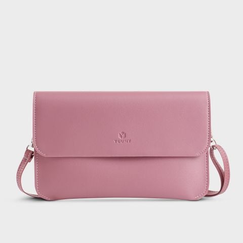 Ví da nữ thanh lịch kèm dây đeo chéo Yuumy Seasand YV112HT màu hồng tím