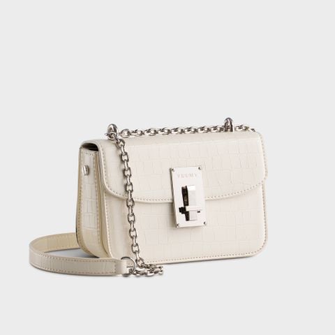 Túi đeo chéo da nữ thiết kế phối khóa trang trí Yuumy Seasand YN186T màu trắng