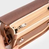  Túi Yuumy ( Thời trang nữ phối nắp gập size 21 - Túi đeo chéo da Bergen YN273K ) - Kem 