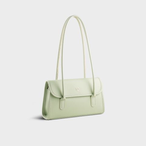 Túi đeo vai da nữ cỡ trung nắp gập nhấn viền Yuumy Seasand YN272XN màu xanh ngọc