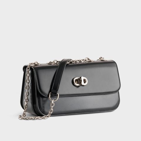 Túi đeo chéo da nữ phối khóa xoay thời trang Yuumy Smooth YN254D màu đen