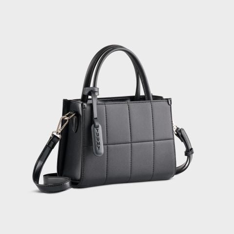 Túi đeo chéo da nữ dáng vuông viền chỉ thời trang Yuumy Smooth YN250D màu đen