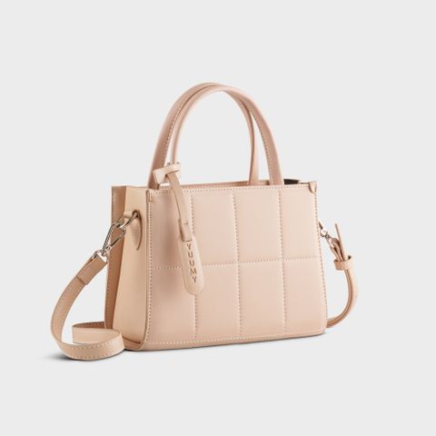 Túi đeo chéo da nữ dáng vuông viền chỉ thời trang Yuumy Smooth YN250K màu kem