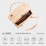  Túi đeo vai da nữ cỡ trung nắp gập nhấn viền Yuumy Seasand YN272XN màu xanh ngọc 