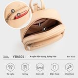  Balo Yuumy ( Thời trang nữ họa tiết đường kẻ ô vuông cỡ trung - Balo da Seasand YBA101HA ) - Hồng dâu 