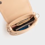  Túi Yuumy ( Thời trang nữ xếp nhún phối nắp gập size 20 - Túi đeo chéo da Seasand YN260K ) - Kem 