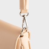  Túi Yuumy ( Thời trang nữ xếp nhún phối nắp gập size 20 - Túi đeo chéo da Seasand YN260K ) - Kem 